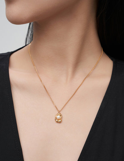 Lava Seal Pearl Droplet Necklace 40-45cm