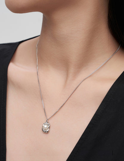 Lava Seal Pearl Droplet Necklace 40-45cm