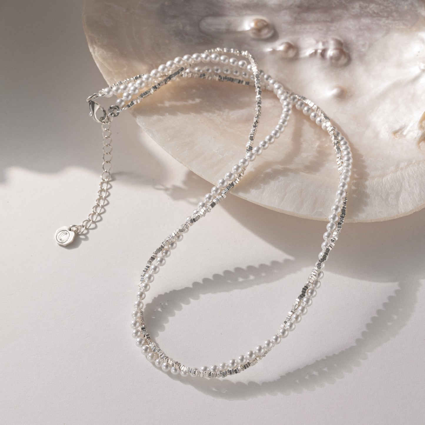 Malibu Pearl Silver Twisted Necklace