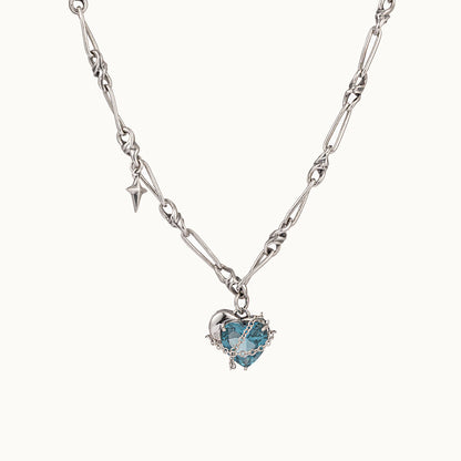 Deia Iced Heart Textured Chain Necklace