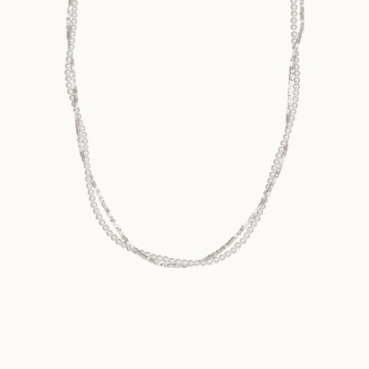 Malibu Pearl Silver Twisted Necklace