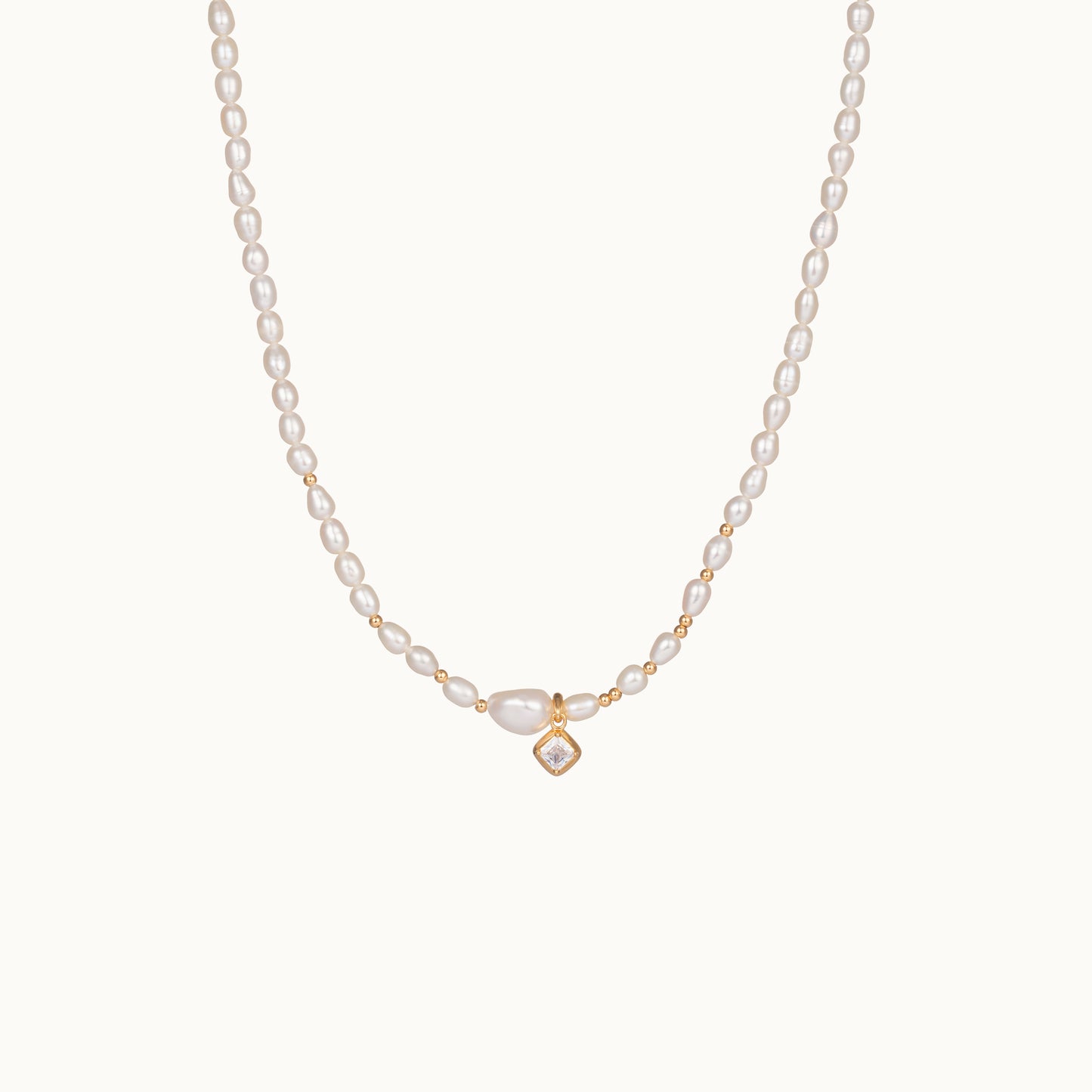 Venus Seed Pearl Diamond Pendant Necklace 38-44cm