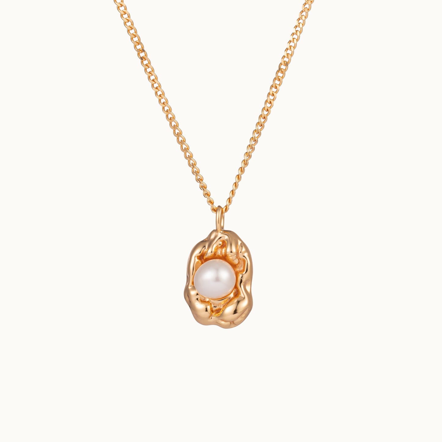 Lava Seal Pearl Droplet Necklace 40-45cm