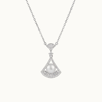 Savi Pearl Fan Pendant Necklace