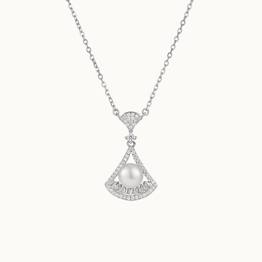 Savi Pearl Fan Pendant Necklace