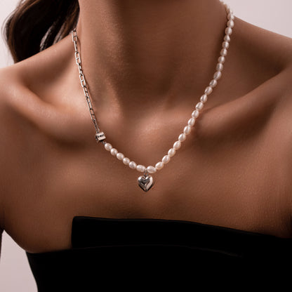 Venus Seed Pearl Heart Necklace